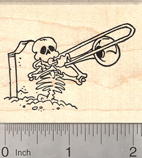 Detail Skeleton Playing Trombone Nomer 5
