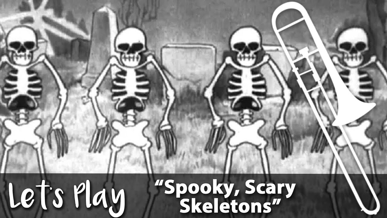 Detail Skeleton Playing Trombone Nomer 45