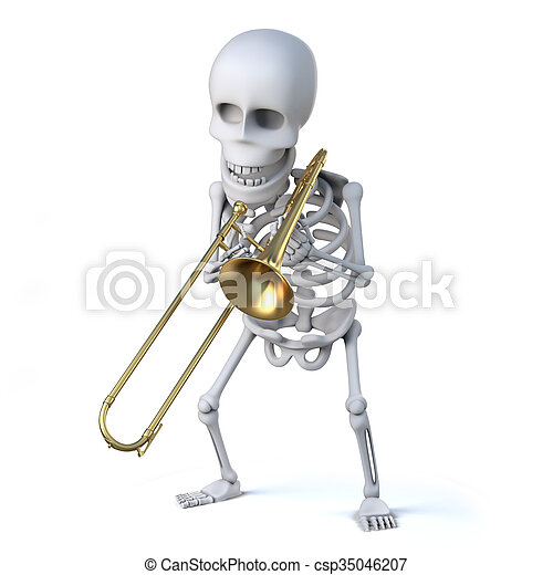 Detail Skeleton Playing Trombone Nomer 6