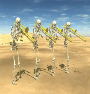 Detail Skeleton Playing Trombone Nomer 50