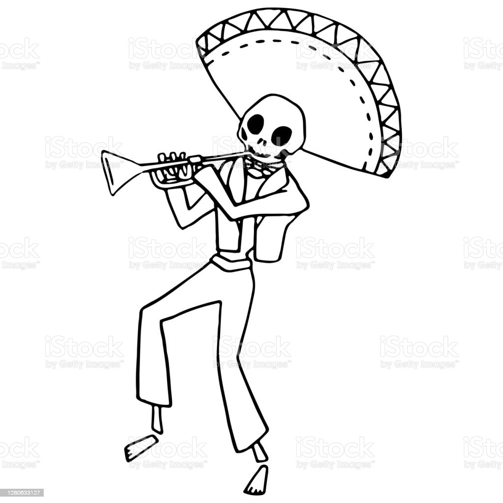 Detail Skeleton Playing Trombone Nomer 54