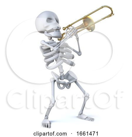 Detail Skeleton Playing Trombone Nomer 8