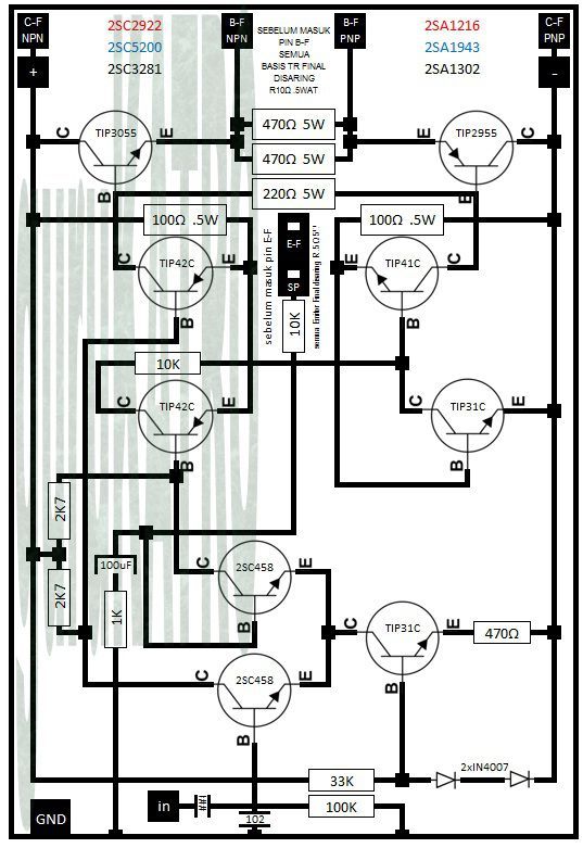 Detail Skema Power Amplifier Rakitan Nomer 40