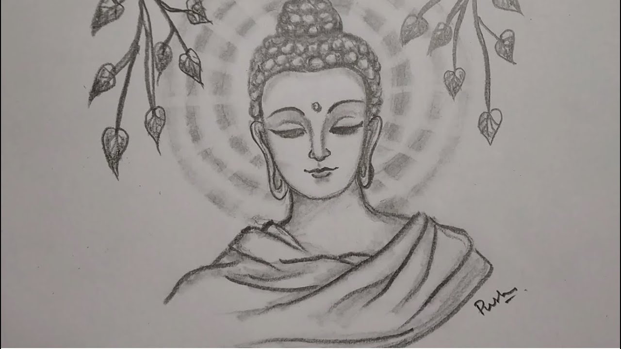 Detail Sketch Buddha Pencil Drawing Nomer 2