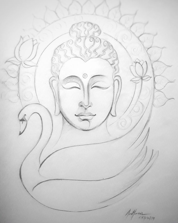 Detail Sketch Buddha Pencil Drawing Nomer 14