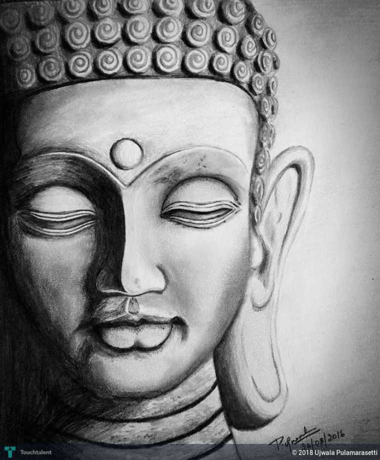 Detail Sketch Buddha Pencil Drawing Nomer 19