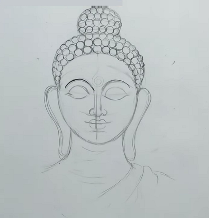 Detail Sketch Buddha Pencil Drawing Nomer 25