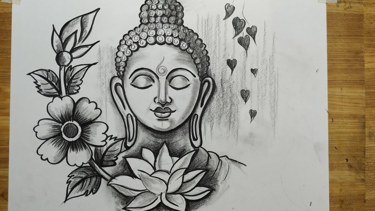 Detail Sketch Buddha Pencil Drawing Nomer 4