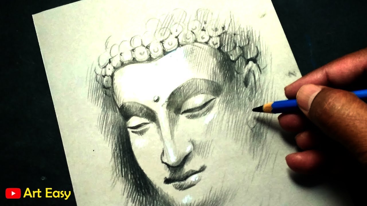 Detail Sketch Buddha Pencil Drawing Nomer 33