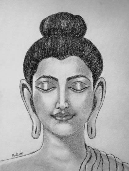 Detail Sketch Buddha Pencil Drawing Nomer 34