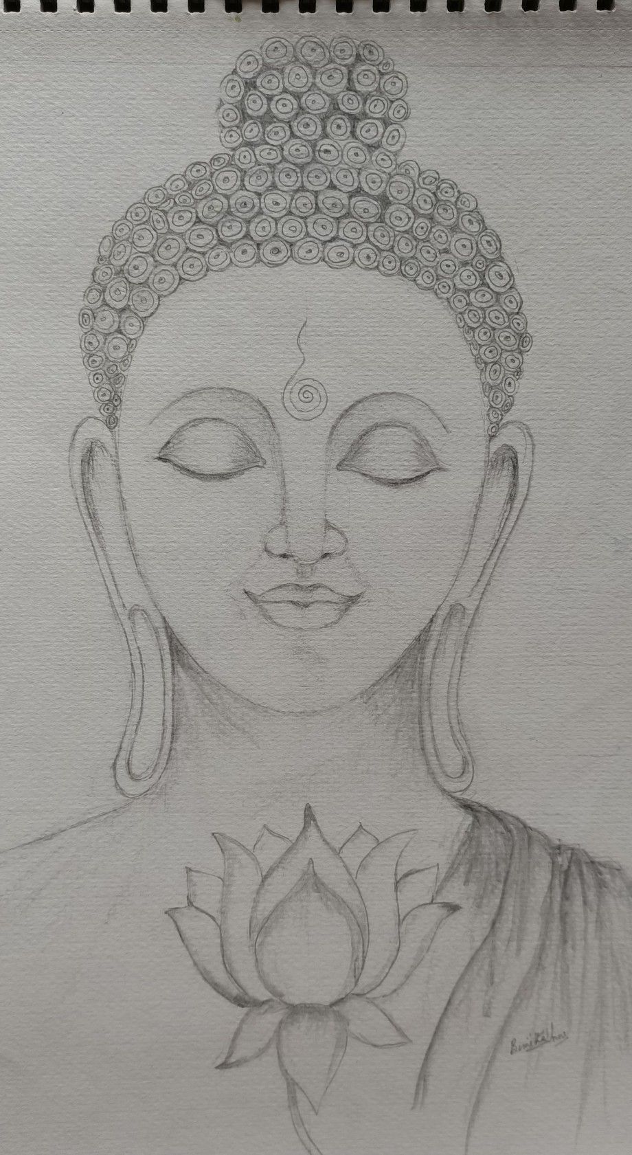 Detail Sketch Buddha Pencil Drawing Nomer 6