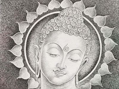 Detail Sketch Buddha Pencil Drawing Nomer 47