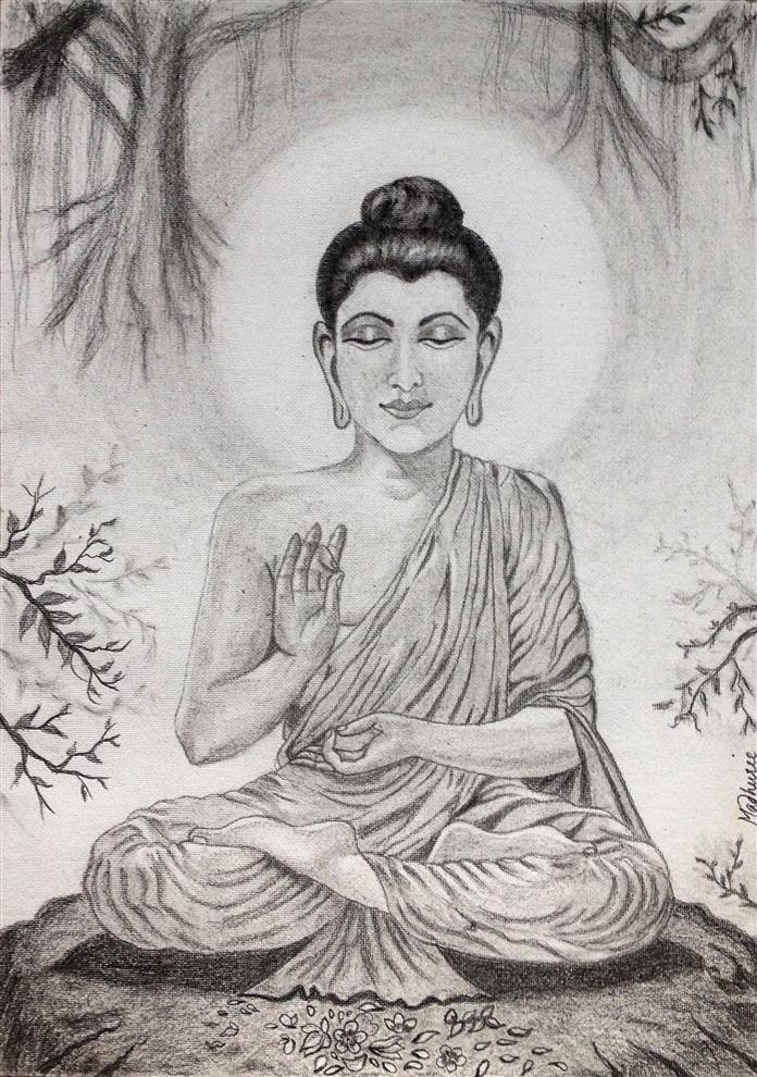 Detail Sketch Buddha Pencil Drawing Nomer 48