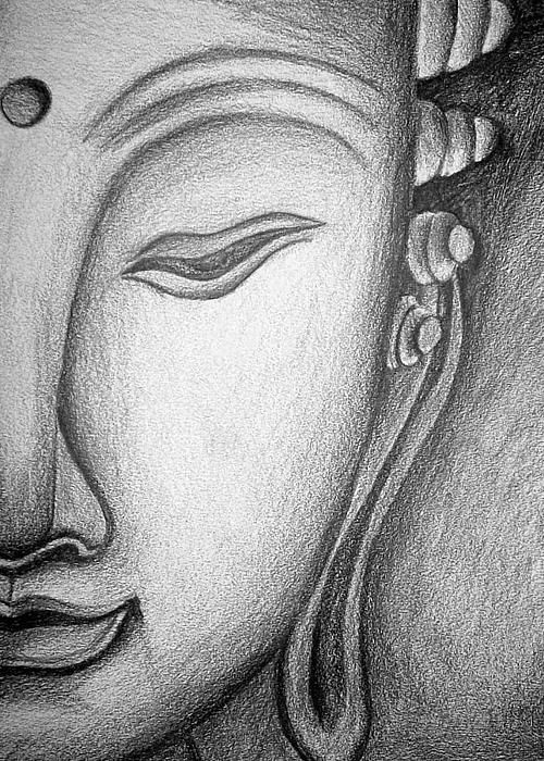 Detail Sketch Buddha Pencil Drawing Nomer 8