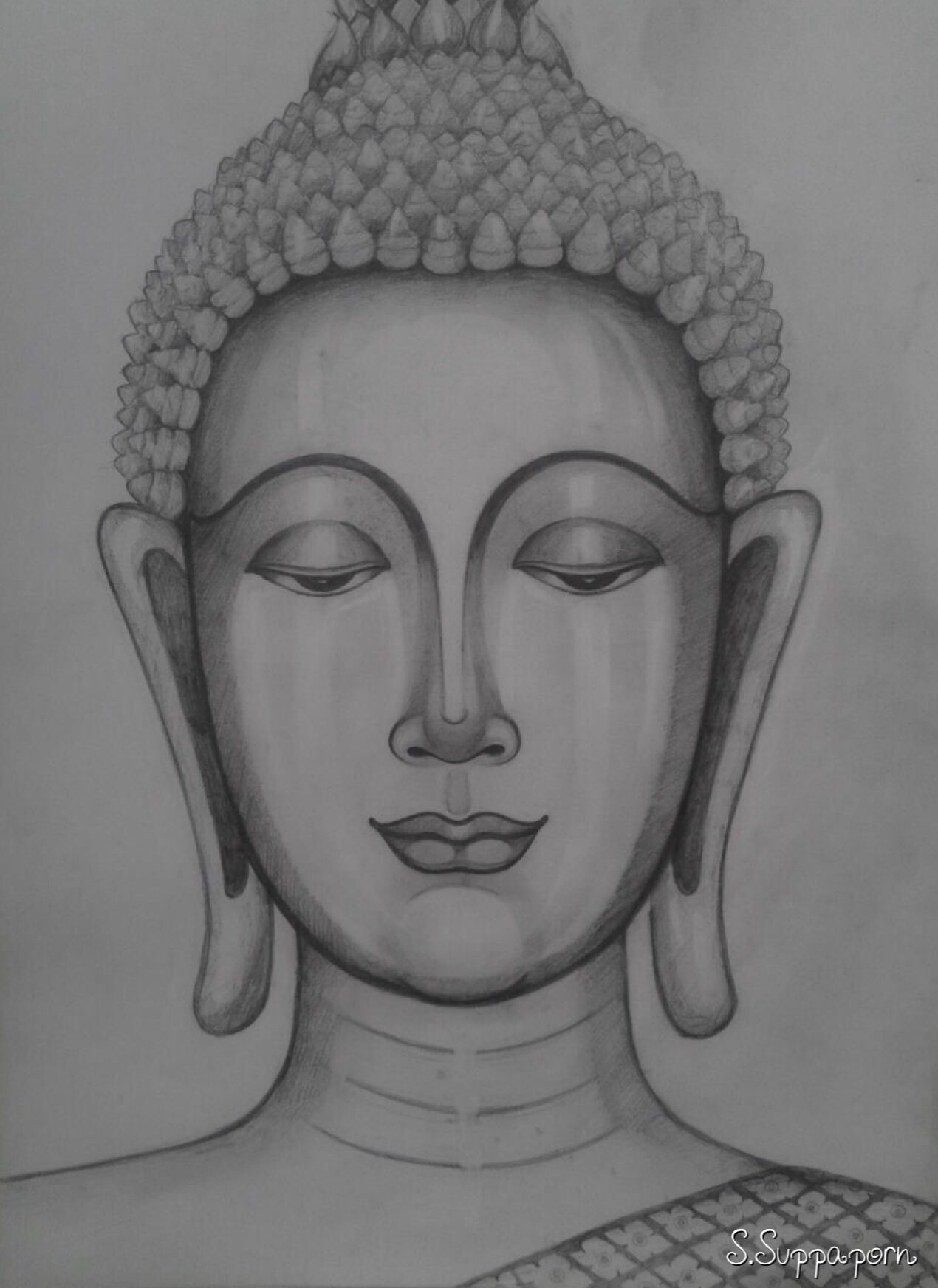 Detail Sketch Buddha Pencil Drawing Nomer 10