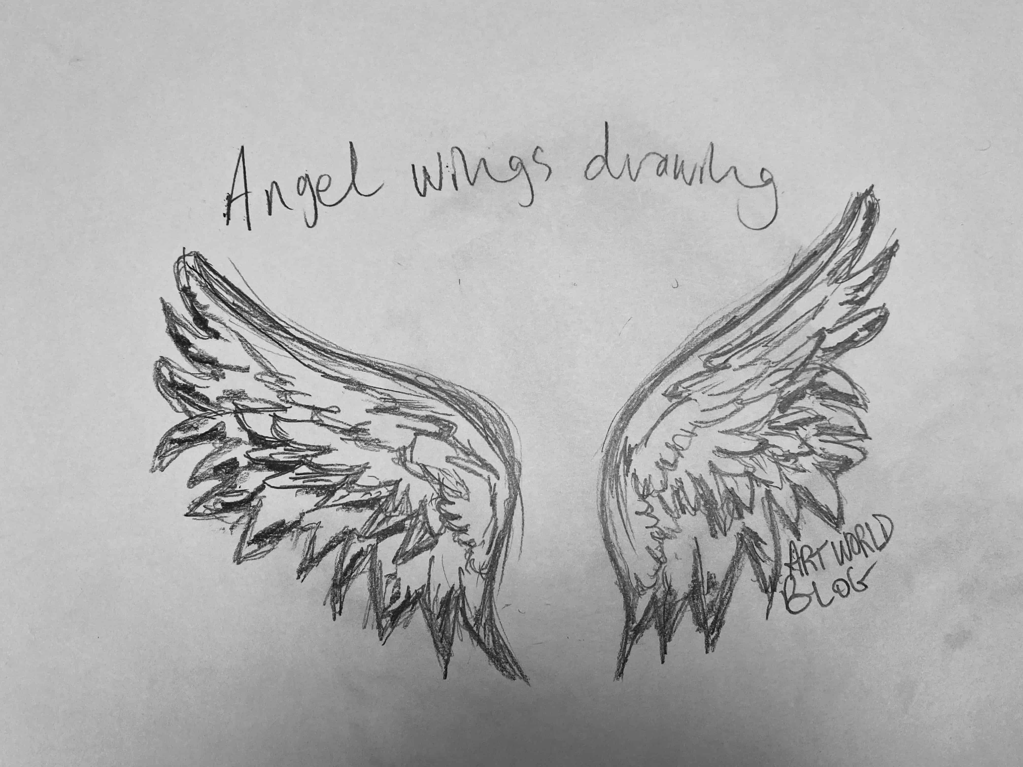 Detail Sketch How To Draw Angel Wings Nomer 18