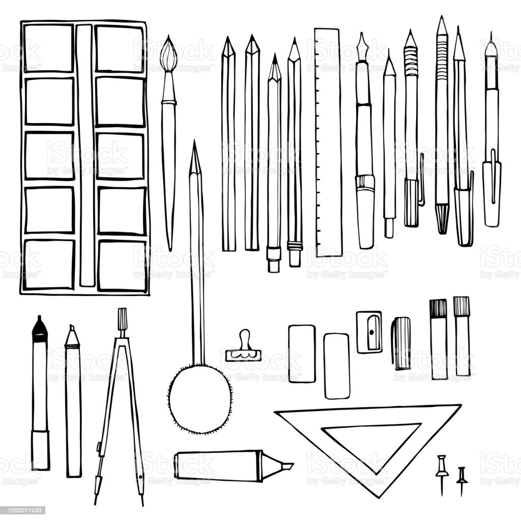 Detail Sketsa Alat Tulis Nomer 33