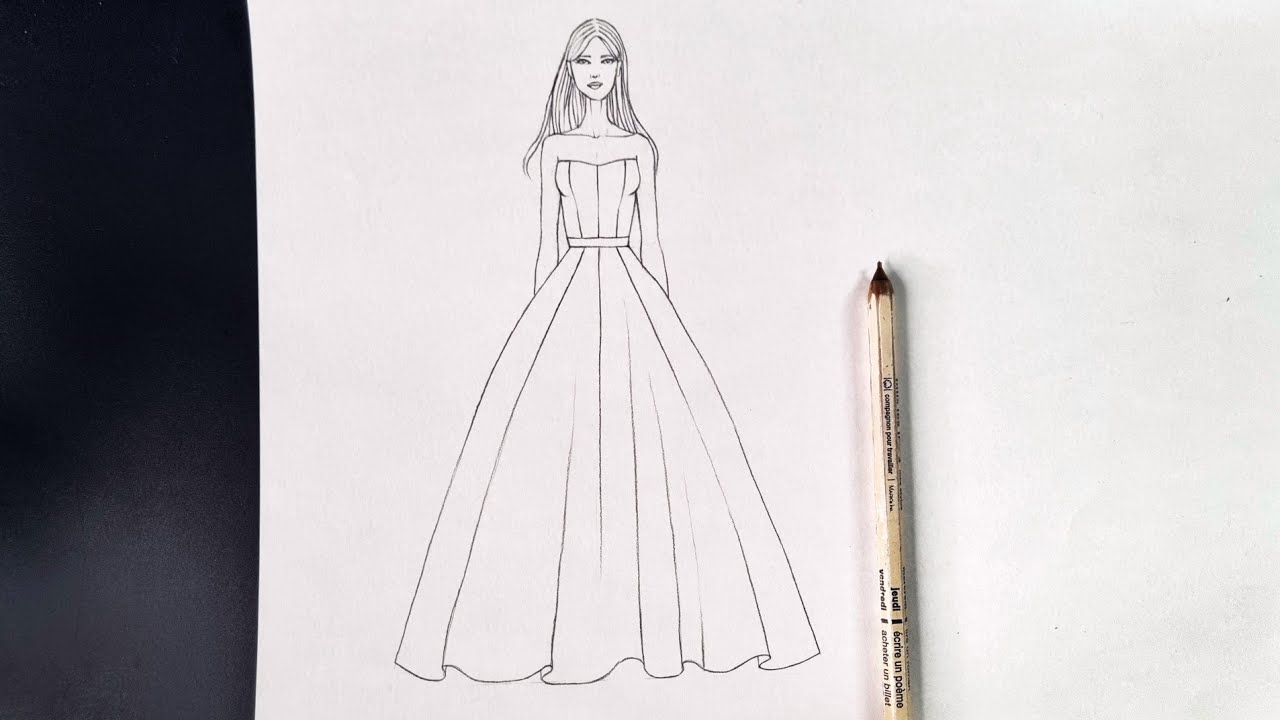 Detail Sketsa Desain Gaun Nomer 2