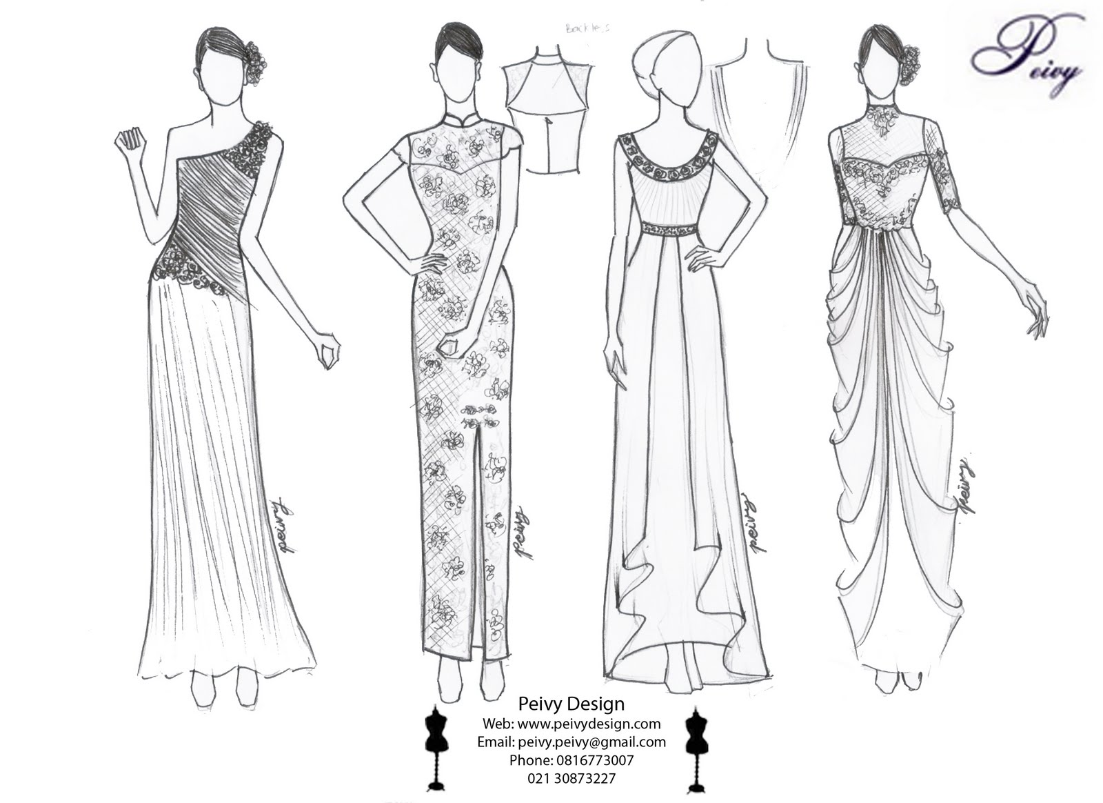 Detail Sketsa Desain Gaun Nomer 45