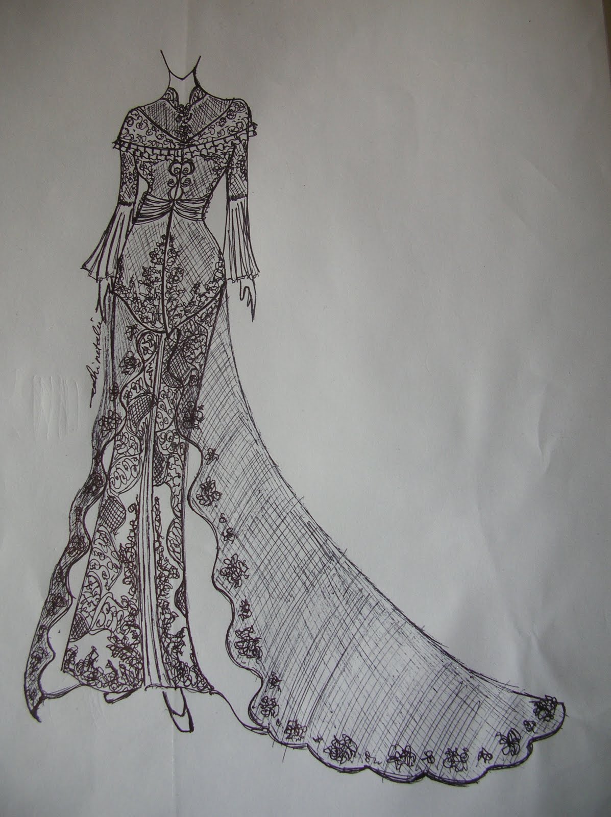 Detail Sketsa Desain Gaun Nomer 54