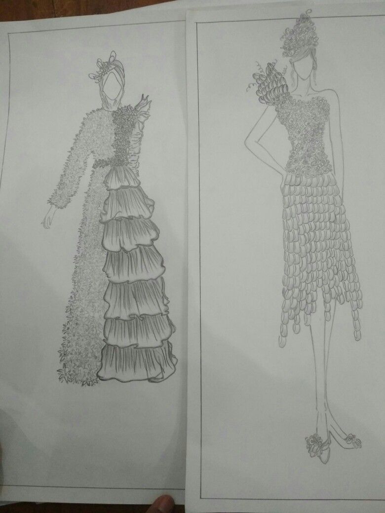 Detail Sketsa Desain Gaun Nomer 9