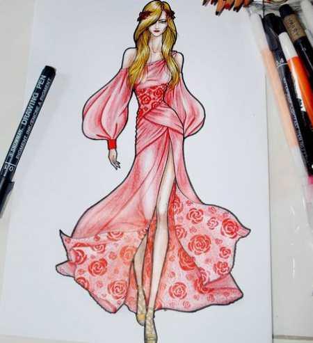 Detail Sketsa Desain Gaun Nomer 10