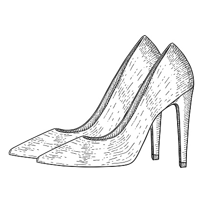 Detail Sketsa Desain Sepatu Wanita High Heels Nomer 2