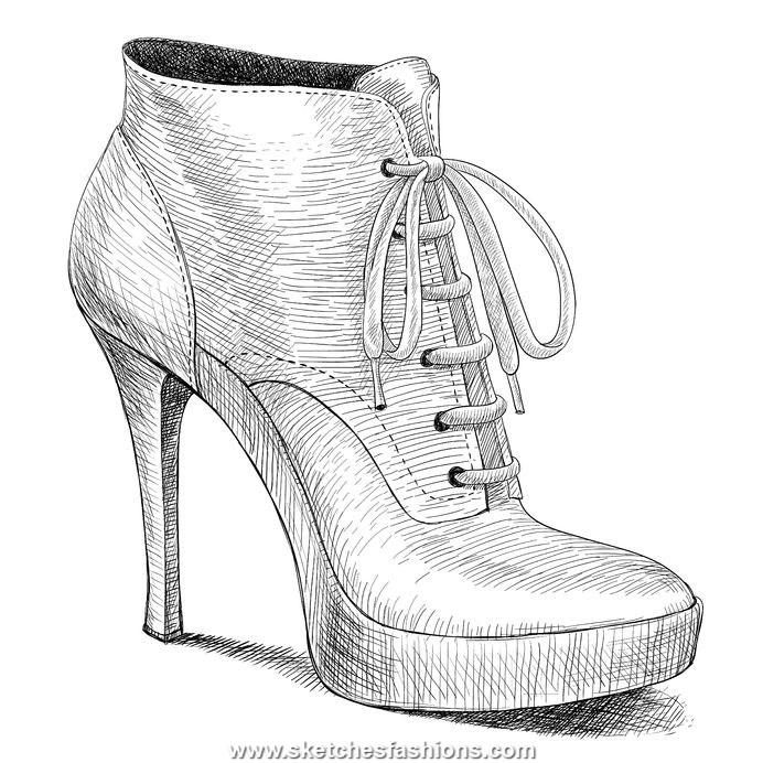 Detail Sketsa Desain Sepatu Wanita High Heels Nomer 11