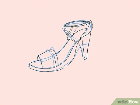 Detail Sketsa Desain Sepatu Wanita High Heels Nomer 41