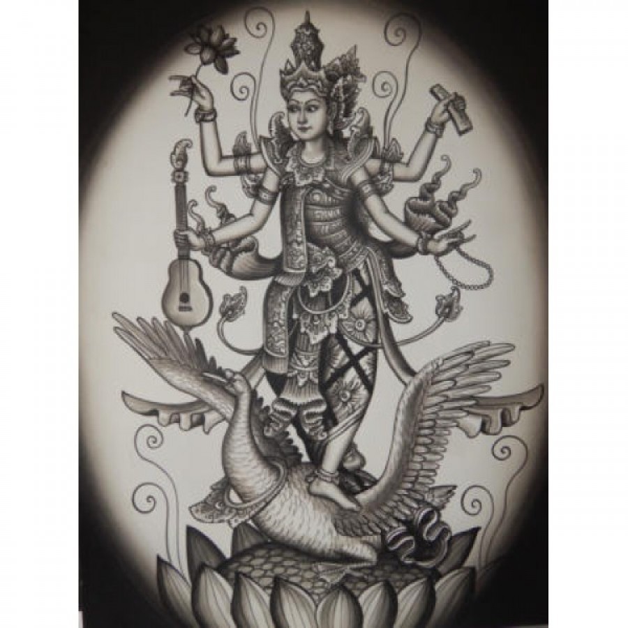 Detail Sketsa Dewi Saraswati Nomer 5