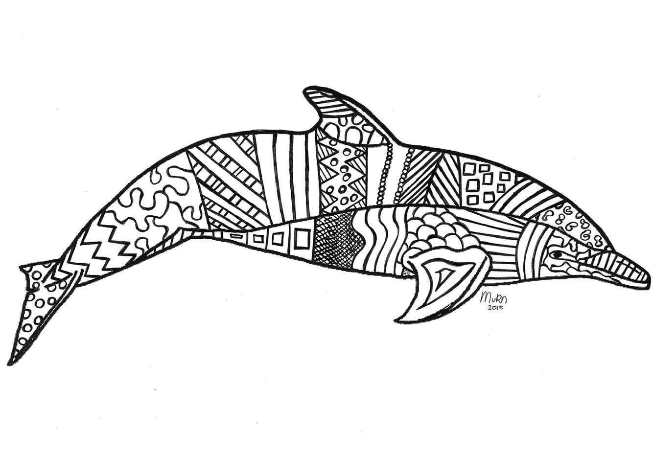 Detail Sketsa Dolphin Nomer 23