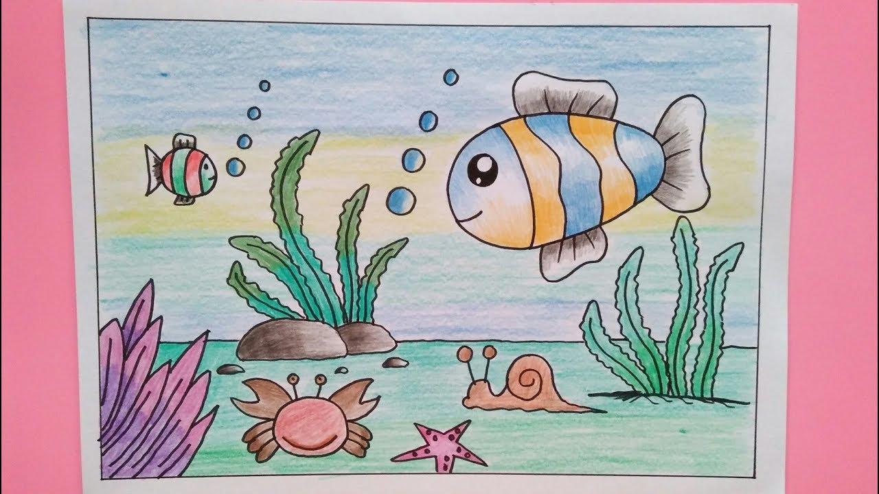 Sketsa Ekosistem Kolam Sketsa Gambar Ikan Dan Kolam - KibrisPDR