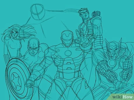 Detail Sketsa Gambar Avengers Nomer 6