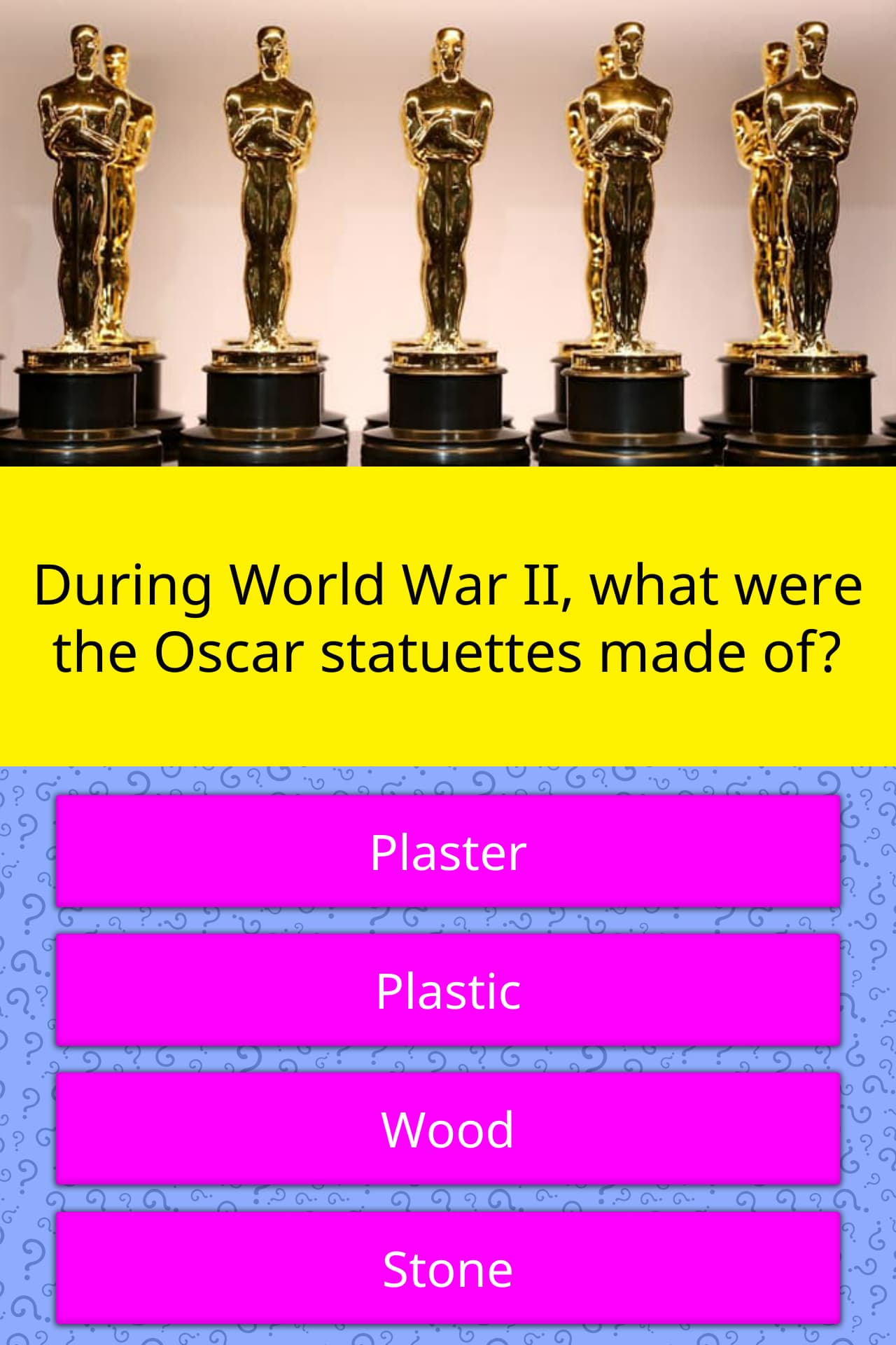 Detail What Were The Oscar Statuettes Made Of During World War Ii Nomer 3