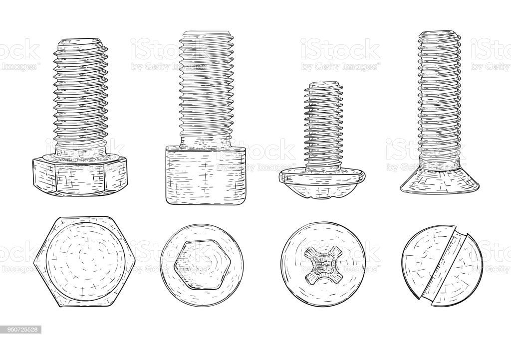 Detail Sketsa Gambar Baut Dan Mur Nomer 4