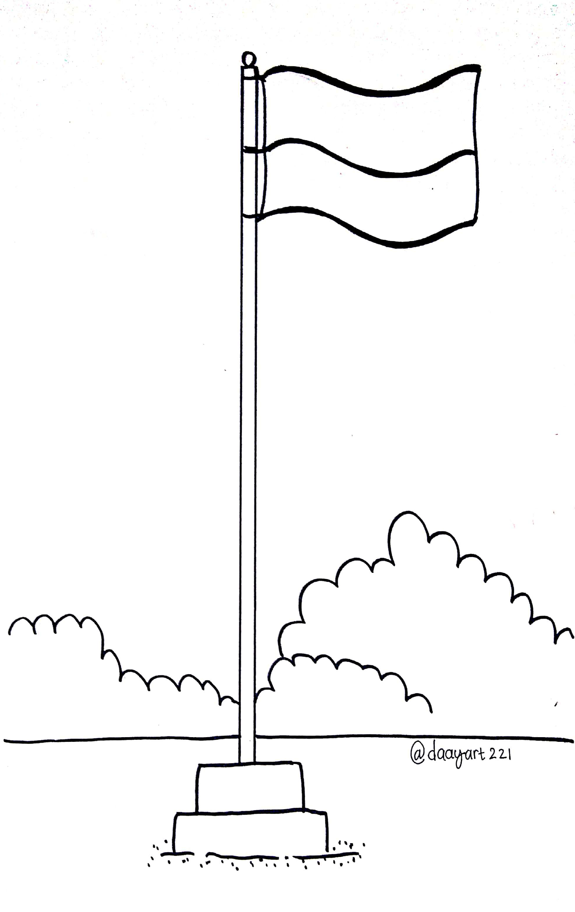 Detail Sketsa Gambar Bendera Merah Putih Nomer 2