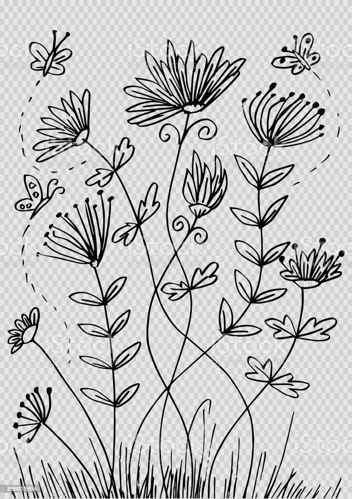 Detail Sketsa Gambar Bunga Dan Kupu Kupu Nomer 23