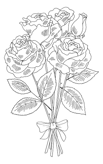 Detail Sketsa Gambar Bunga Mawar Hitam Putih Nomer 54