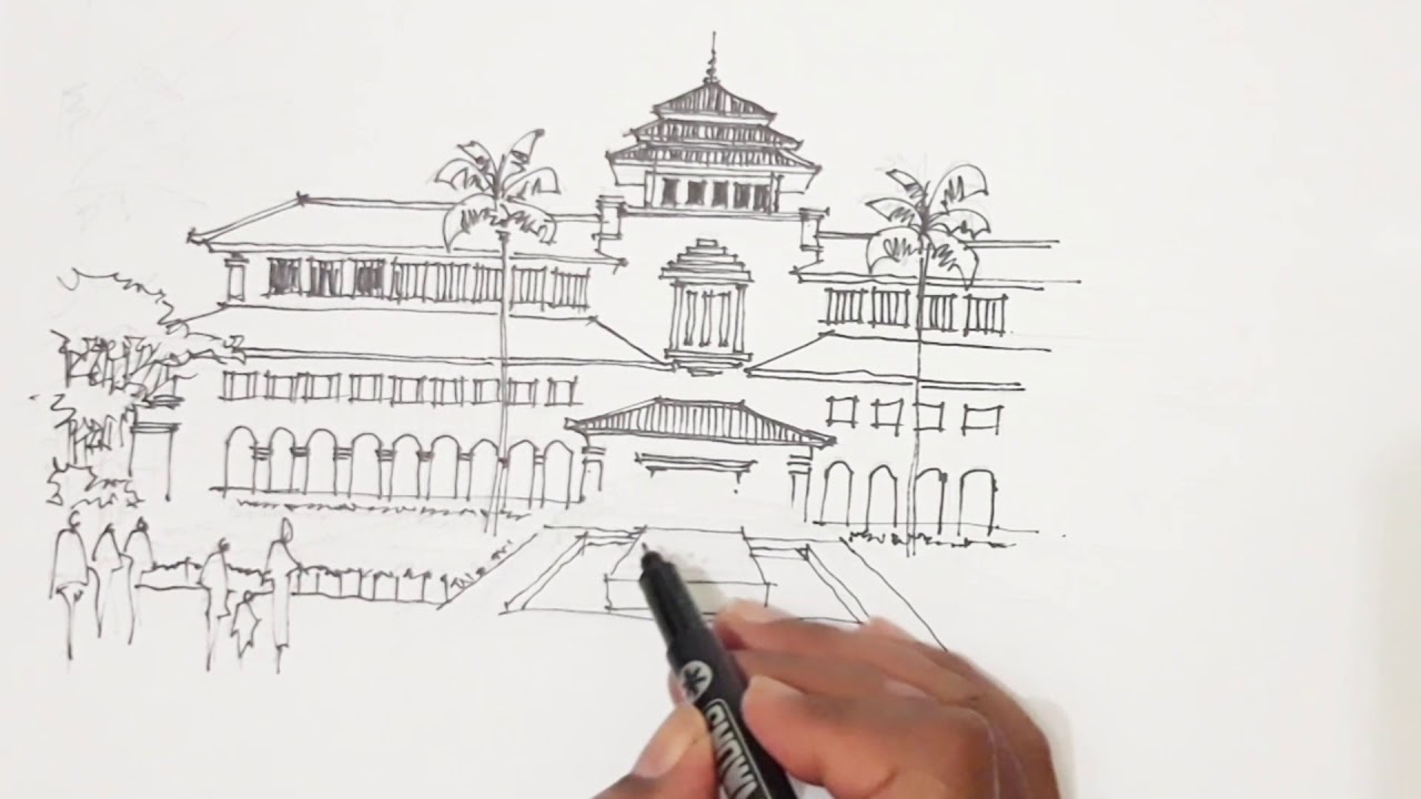 Detail Sketsa Gambar Gedung Nomer 47