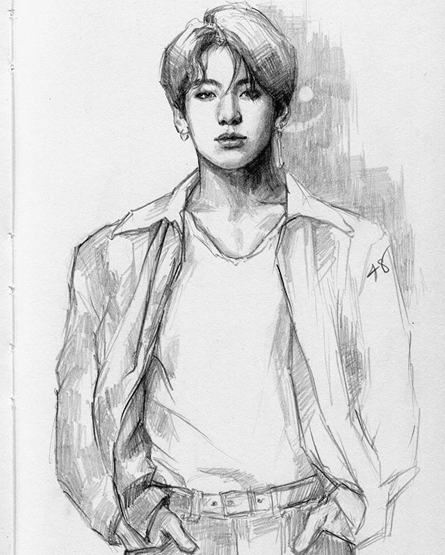 Detail Sketsa Gambar Jungkook Nomer 10