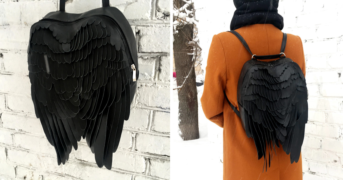 Detail White Feather Wings Backpack Nomer 39