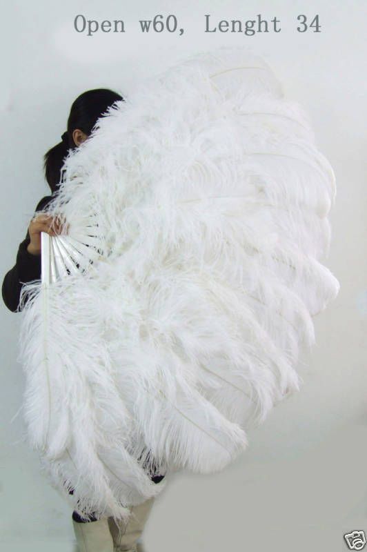 Detail White Ostrich Feather Fan Nomer 17