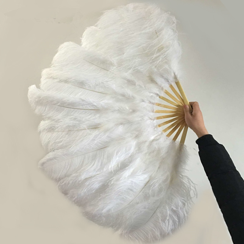 Detail White Ostrich Feather Fan Nomer 3