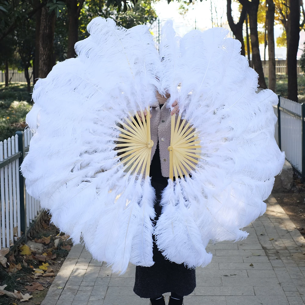 Detail White Ostrich Feather Fan Nomer 5