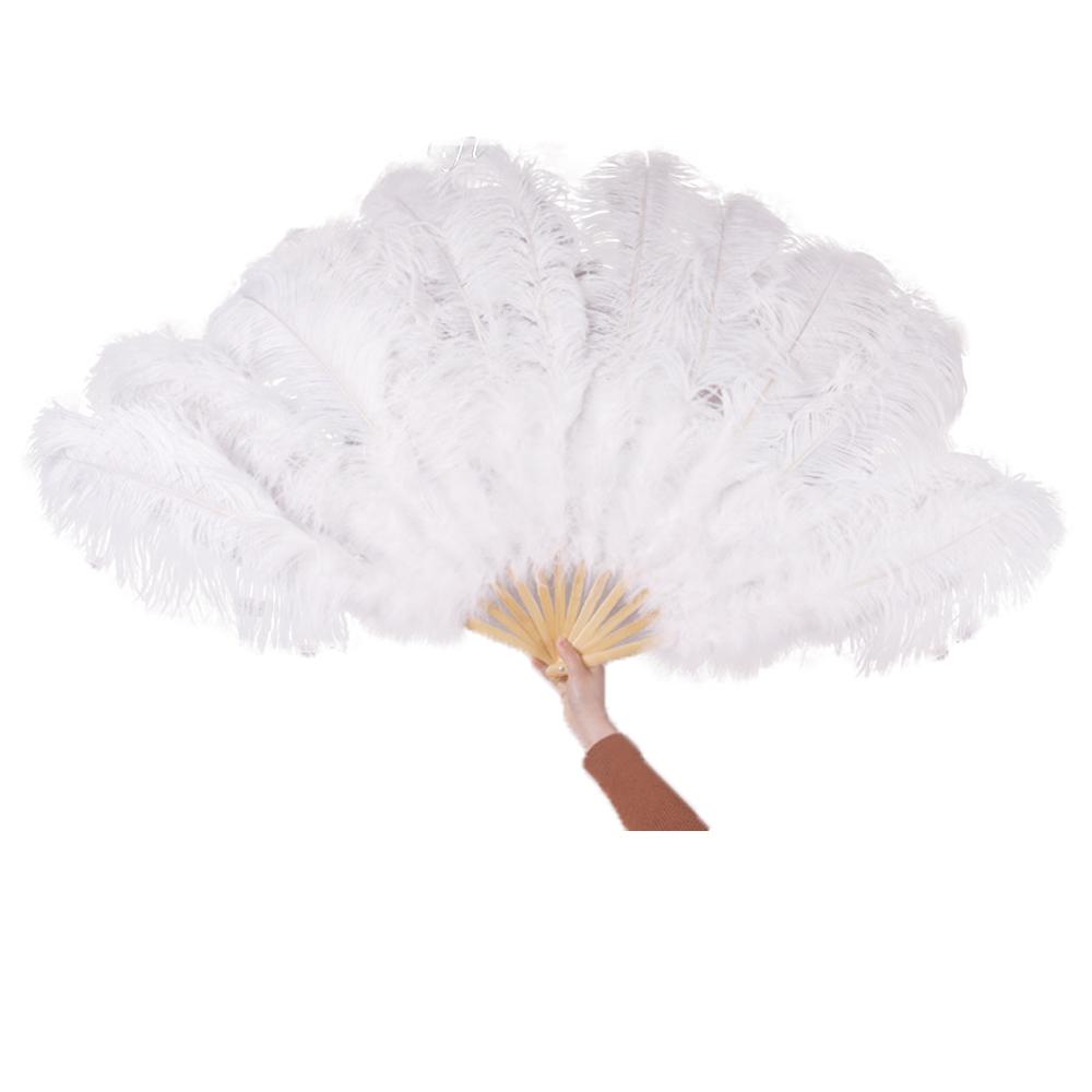 Detail White Ostrich Feather Fan Nomer 49