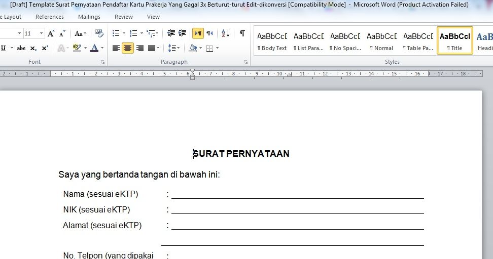 Detail Download Contoh Surat Pernyataan Nomer 13