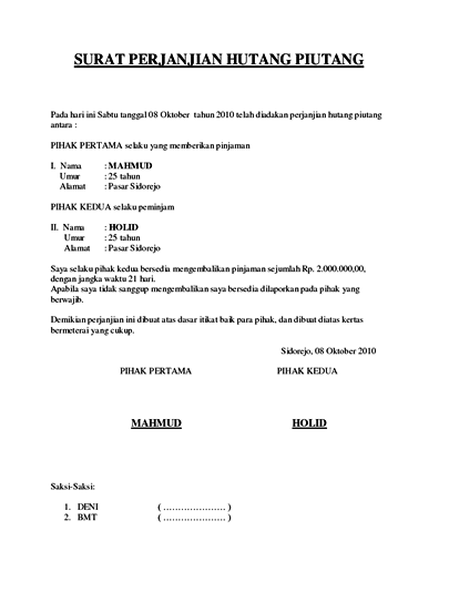 Detail Download Contoh Surat Pernyataan Hutang Nomer 55