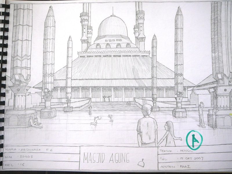 Detail Sketsa Gambar Kolase Masjid Nomer 50