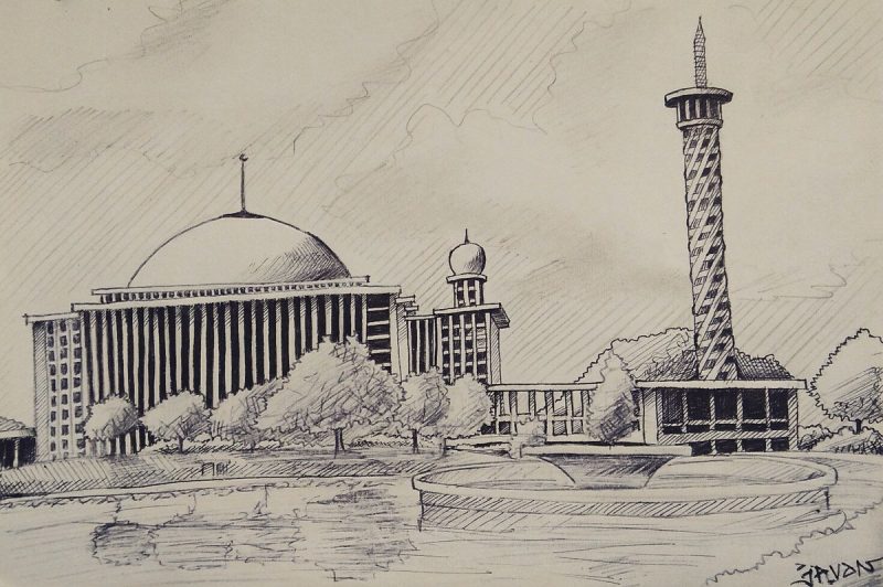 Detail Sketsa Gambar Kolase Masjid Nomer 51