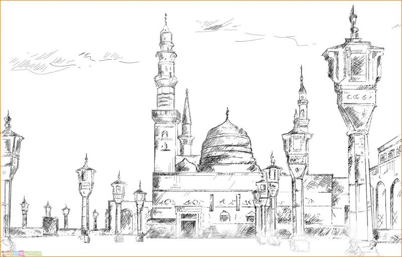 Detail Sketsa Gambar Kolase Masjid Nomer 52